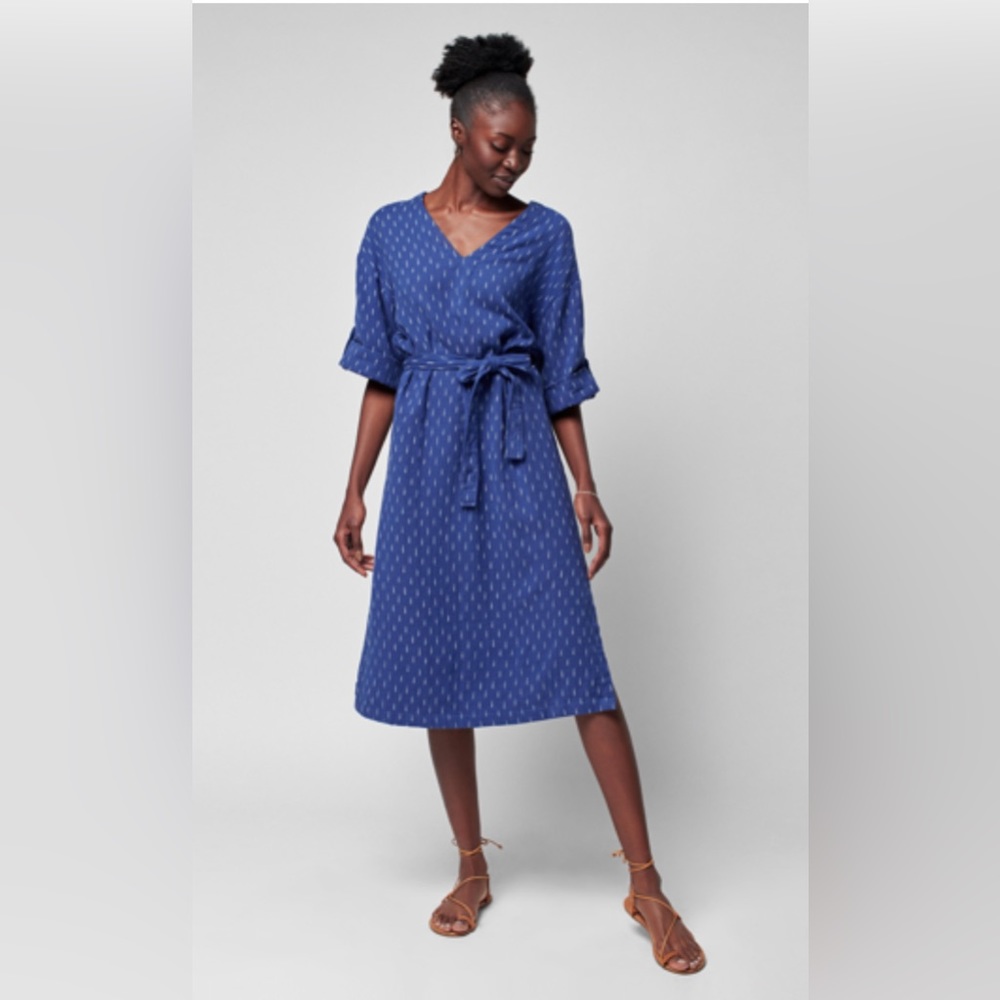 Faherty Atlantic Ave Midi Dress | size L | NWT | Blue Shadow